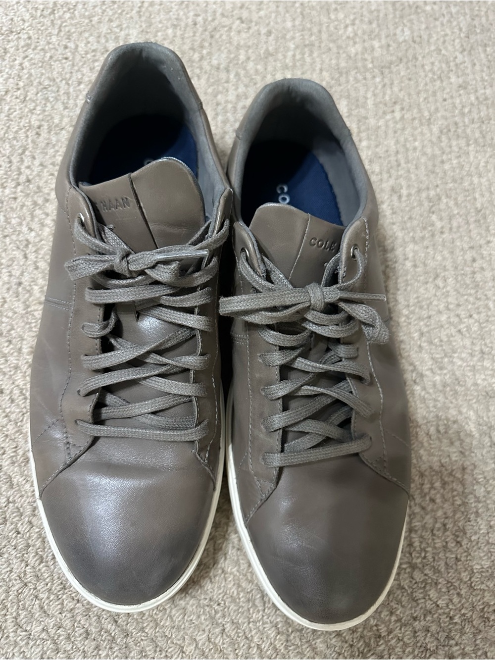 Cole Haan Men's Gray Leather Low-Top Sneakers with White Sole - size 10 - Picture 2 of 7